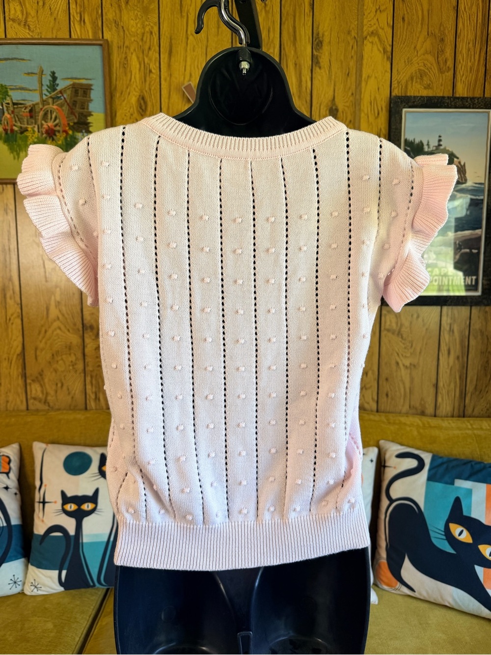Light Pink Ruffle Sleeve Sweater - Picture 4 of 14